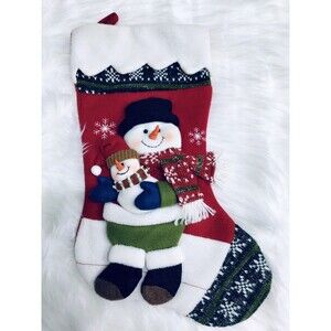 Fleece Felt Snowman With Baby Christmas Stocking Sock Fair Isle